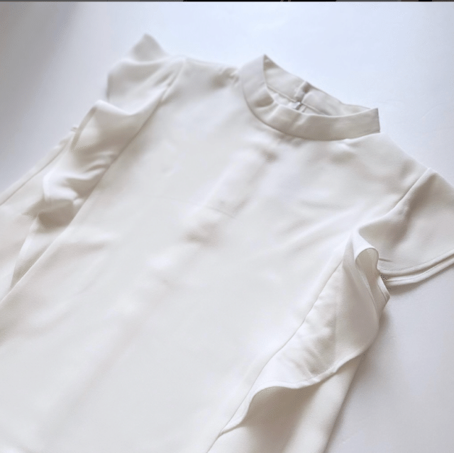 ラッフルカラースタンドブラウス