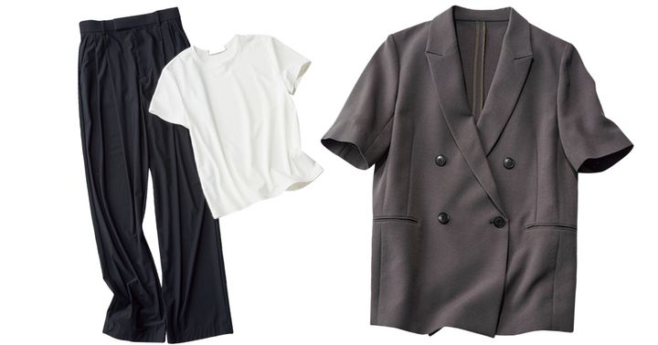 スタニングルアーのスイムジャージーパンツとTシャツとアンクレイヴスタンダードの半袖ジャケット