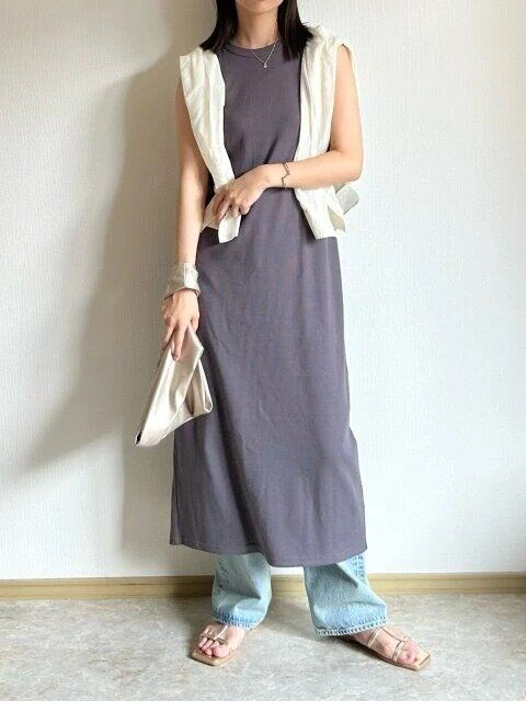 guリブナローワンピースお手本コーデ