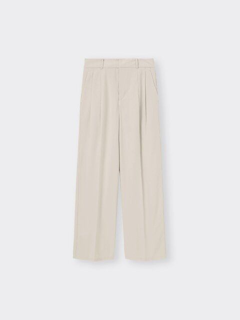 guリネンブレンドタックワイドパンツ