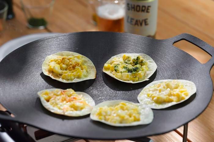 トウモロコシの餃子の皮ピザ