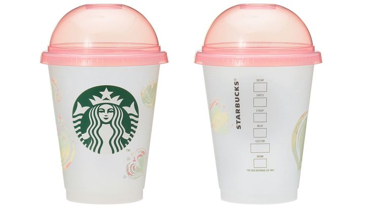「ドームリッドリユーザブルコールドカップ マーブルハート」473ml 600円
