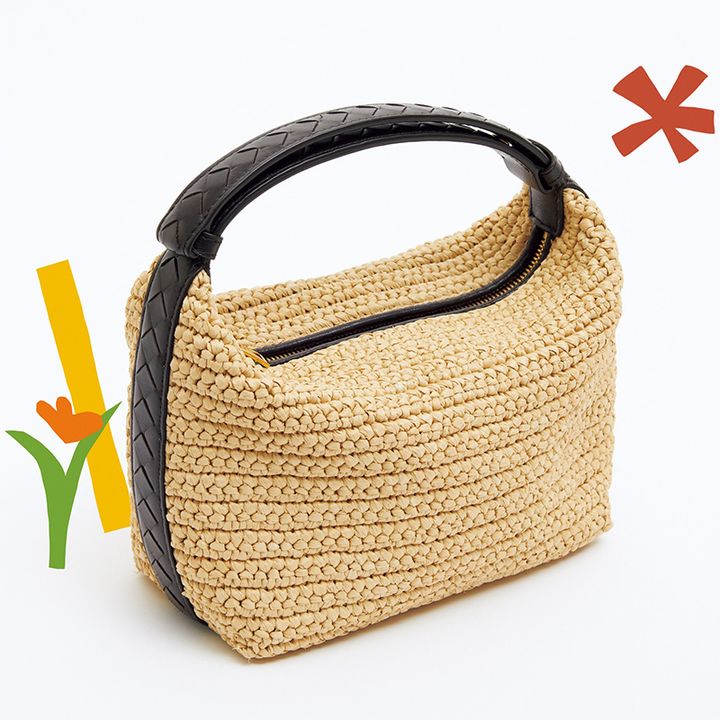 ボッテガヴェネタのラフィア素材のミニウォレス