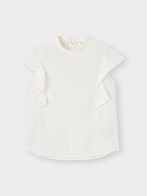 GUのラッフルスタンドカラーブラウス