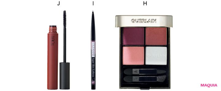 GUERLAINのアイパレット セザンヌの極細眉ペンシル TOERIのマスカラ