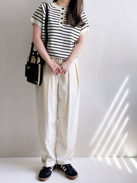ボーダートップスのコーデ2