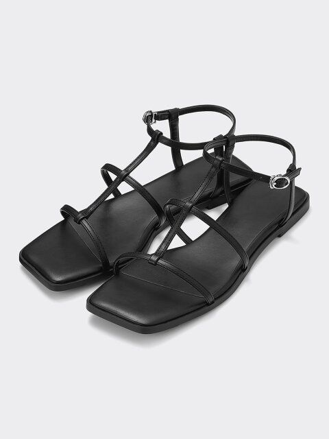 2024gu値下げ黒ナローストラップフラットサンダル