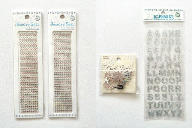 セリア ラインストーン 文字パーツ