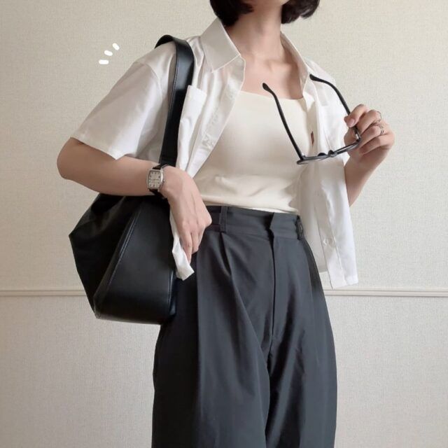 GUベロアキャミソール半袖コーデ