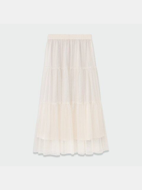 PLSTのチュールレースティアードスカート