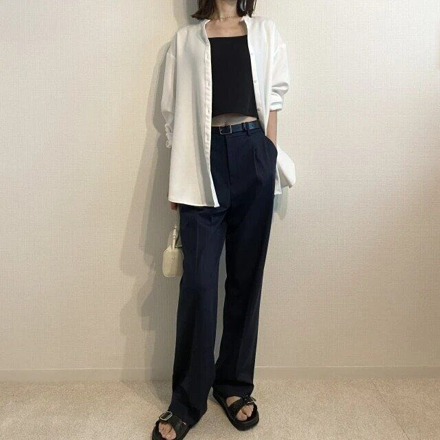 タックワイドパンツお手本コーデ