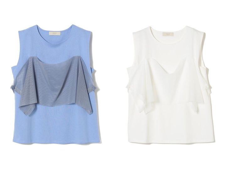 画像: 「メッシュ ノースリーブ トップス」各￥5,390 出典：ビーミング by ビームス
