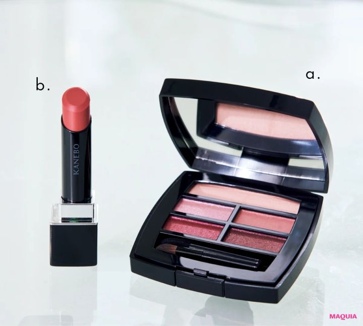 目元はキリっと、口元は艶っぽく。控えめピンクを存分に楽しむ