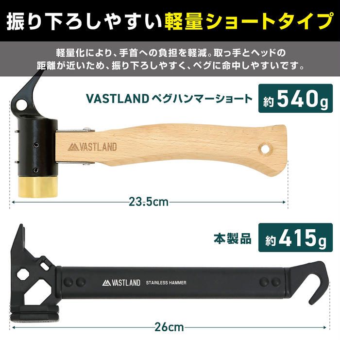 ヴァストランド「ステンレスペグハンマー ショート」