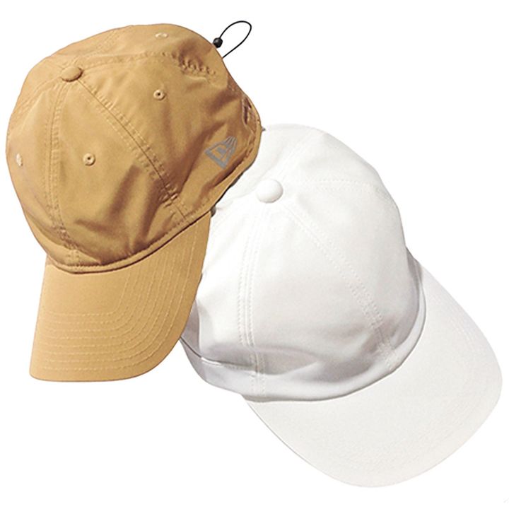ニューエラのベージュキャップとCA4LAの白キャップ