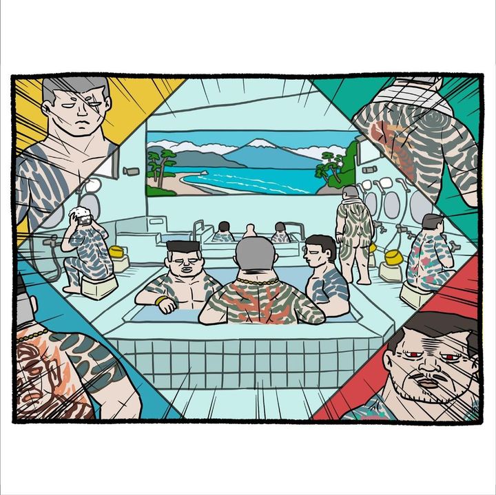 漫画「銭湯でヤ◯ザに絡まれる話」のカット（Dちゃんさん提供）