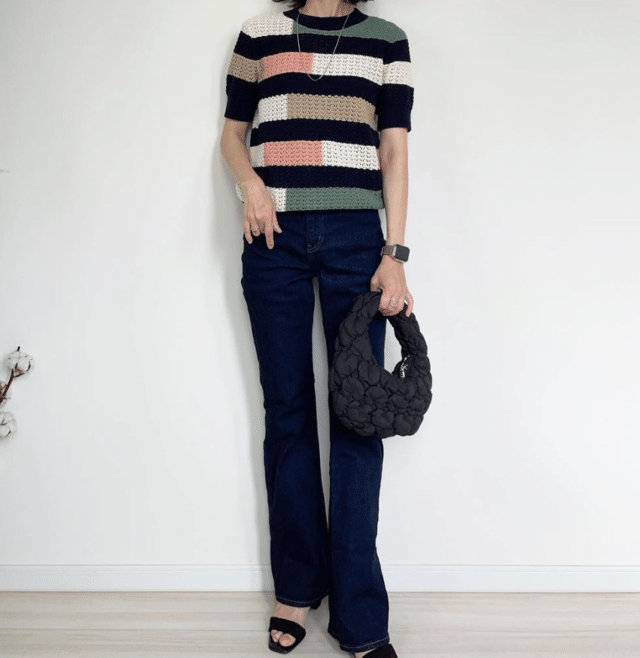 リネンコットンオープンワークセーター