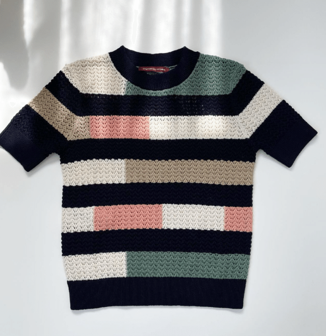 リネンコットンオープンワークセーター