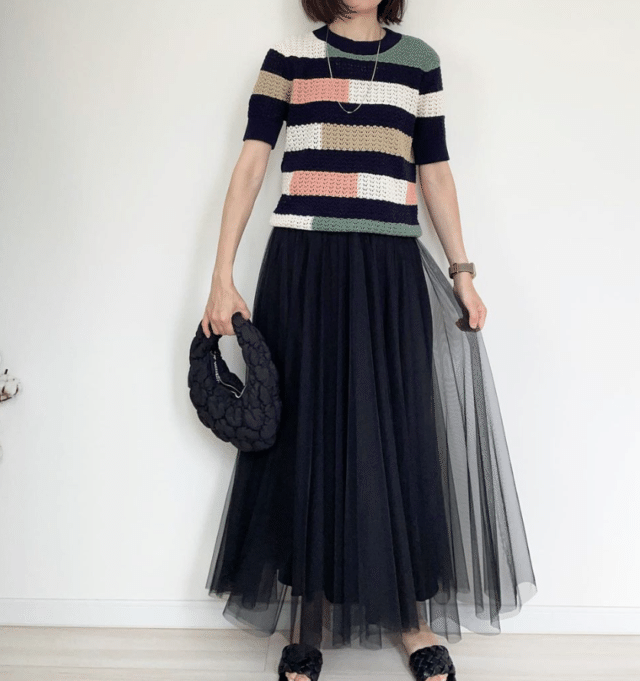 リネンコットンオープンワークセーター