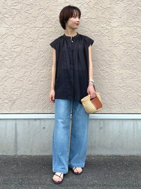 ワイドデニムのコーデ3
