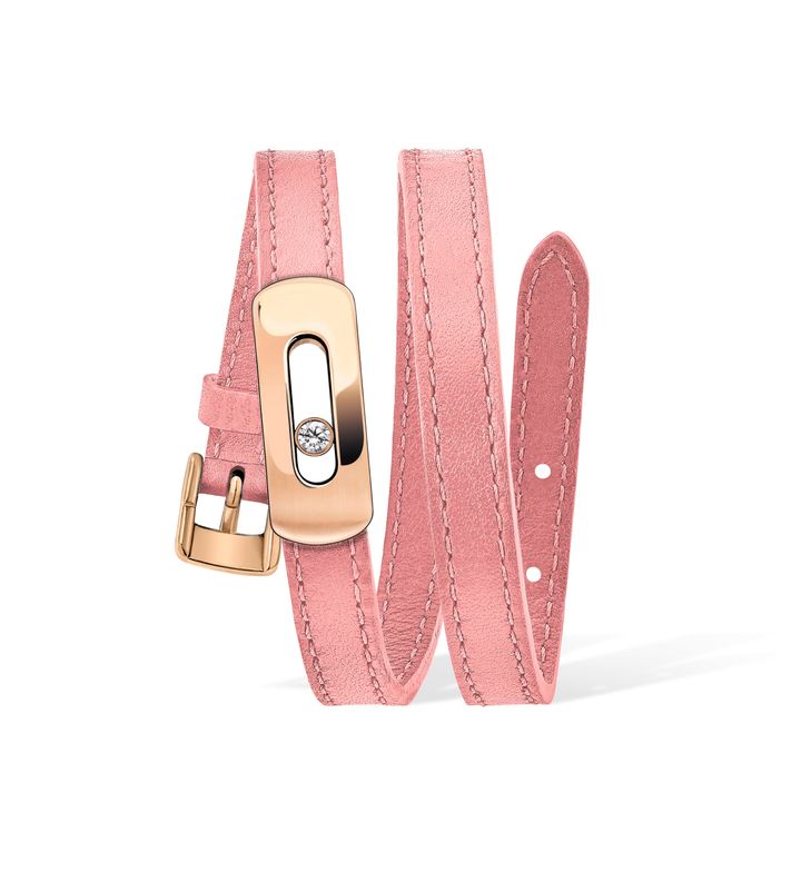 「マイ ムーヴ」（PG×ダイヤモンド×レザー）バックル￥352,000 レザーブレスレット￥26,400