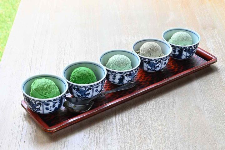 「利きジェラート5点盛り（日本茶ジェラート）」850円