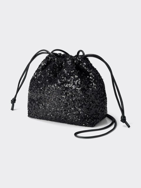 2024guレディース高見え黒スパンコールバッグ