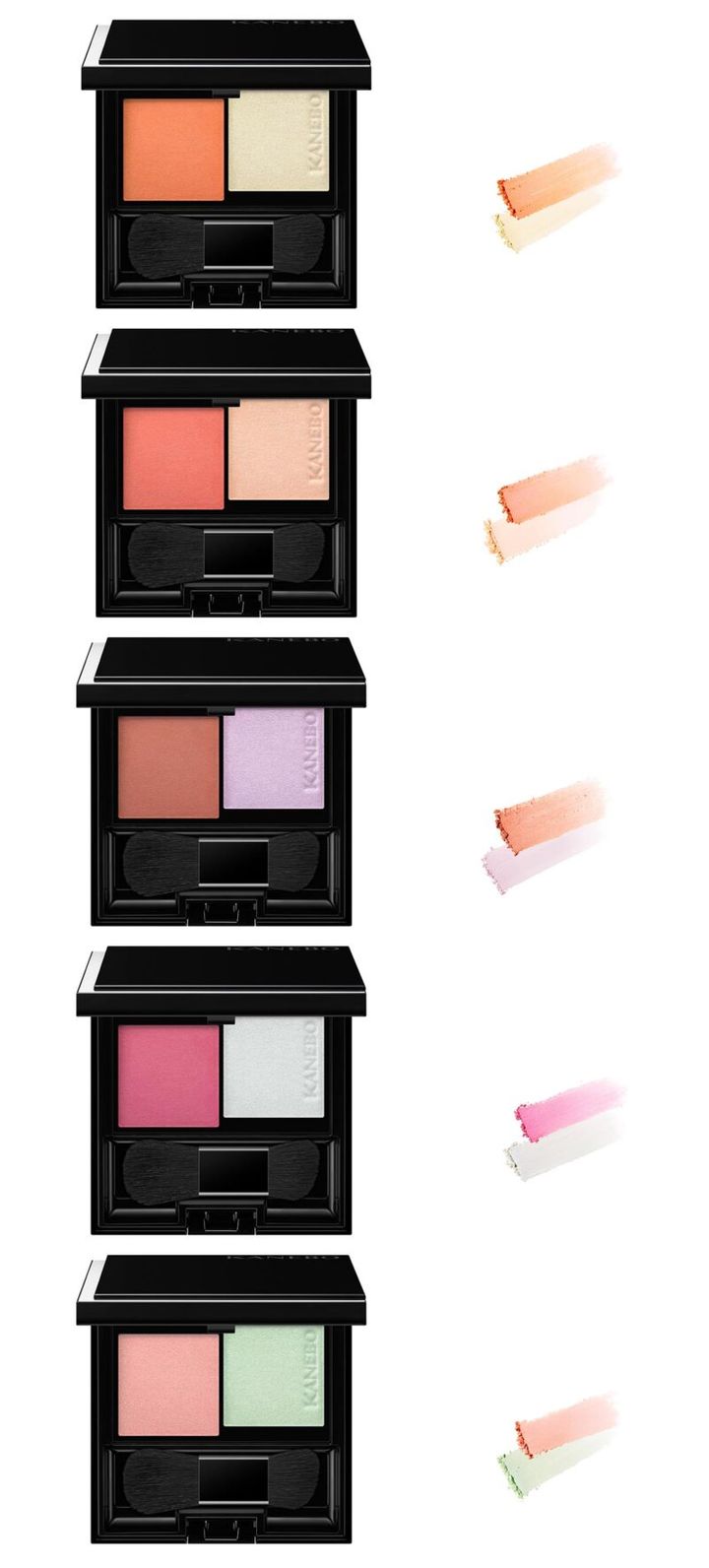 カネボウ ムードブースティングブラッシュ（上から）01,02,03,04,EX1