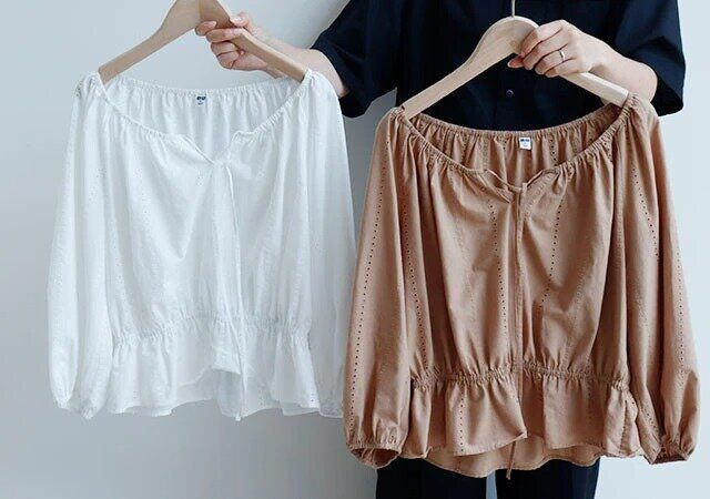 2024夏ユニクロレディースエンブロイダリーブラウス