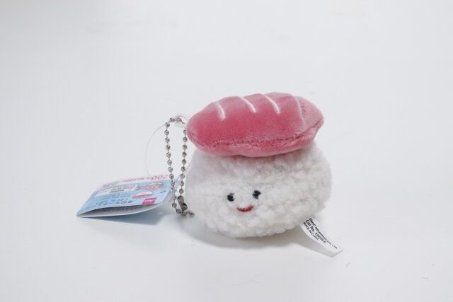 ダイソー 寿司キーチェーン（まぐろ、えび） 商品タグ