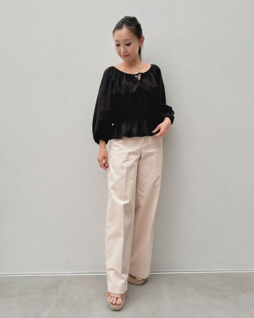 エンブロイダリーブラウス/7分袖を着たコーデ