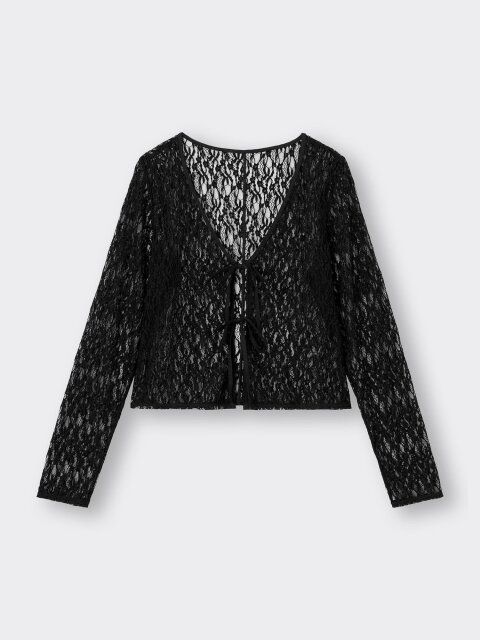 2024gu黒レースリボンカーディガン