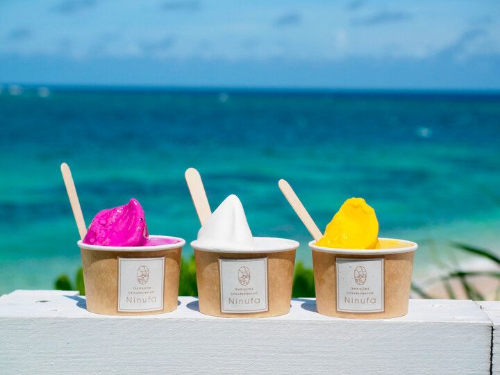 池間ブルーの海を眺めてのんびりランチ♪ 宮古島の絶景カフェ「Ikemajima gelato cafe Ninufa」
