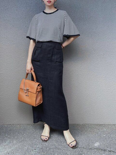 ボーダートップスのコーデ2