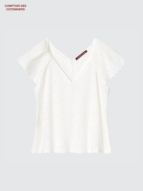 ユニクロのコットンエンブロイダリーブラウス