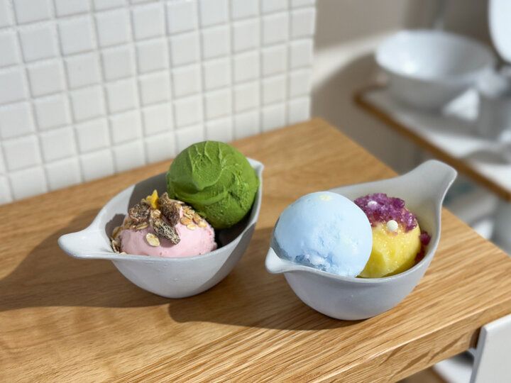 小鳥の器がキュート♪花束のように彩るアイスクリームと器に囲まれて。松陰神社前「POTPURRI」