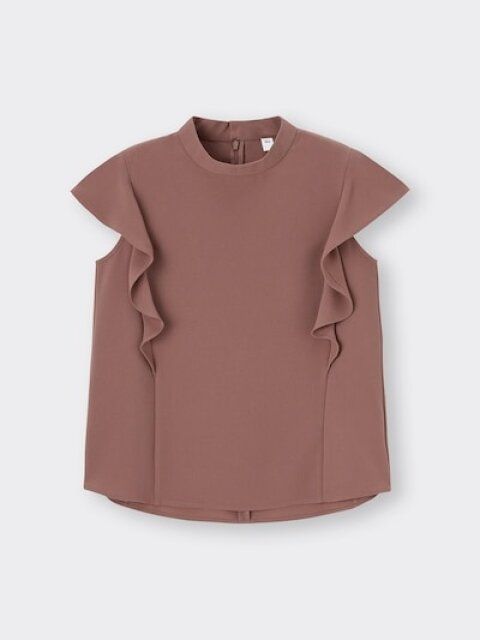 GU ラッフルスタンドカラーブラウス（半袖）Z＋E