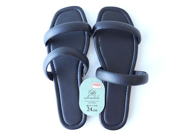 キャンドゥ ベルトパフサンダルブラック