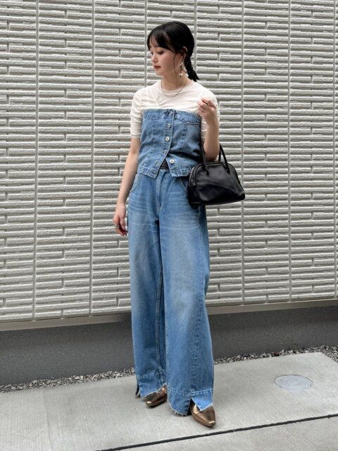 デニムビスチェ コーディネート 夏