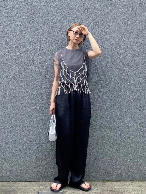 ビーズビスチェ コーディネート 夏