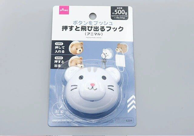 ダイソー 押すと飛び出るフック（アニマル） パッケージ