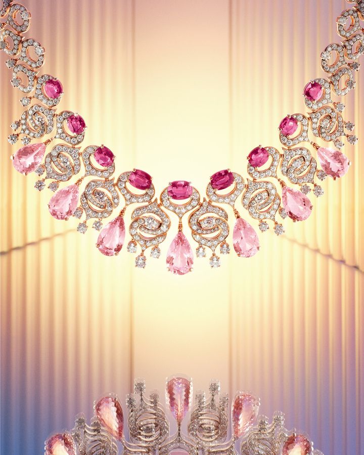 「ローズ オブ エタニティ」ネックレスPG×モルガナイト×ルベライト×ダイヤモンド 価格要問い合わせ／BVLGARI