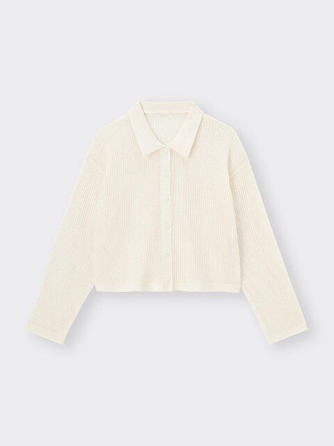 GUのメッシュポロカーディガン