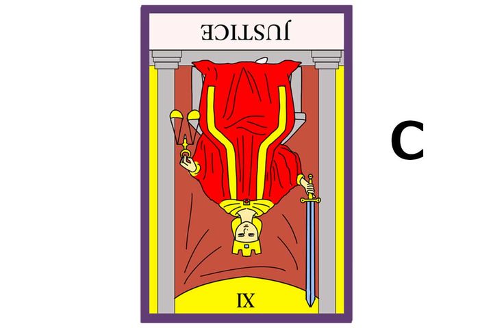 Aのタロットカード「正義（逆位置）」