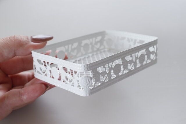 セリア ワイヤートレイ レース柄 S