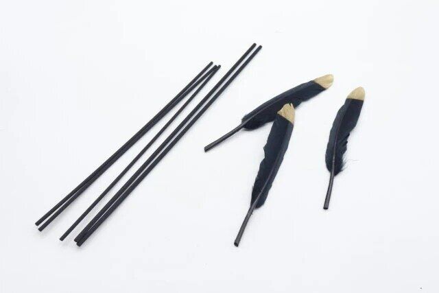 ダイソー ブラック羽根スティックディフューザー（ウッドムスク） リードスティックと羽根スティック