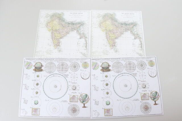 セリアのコラージュペーパー 12P マスターピースコレクション／オールドマップ2