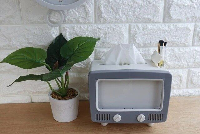 ダイソー テレビ型スマホスタンド（ティッシュボックス、ペン立て付） ペンスタンド