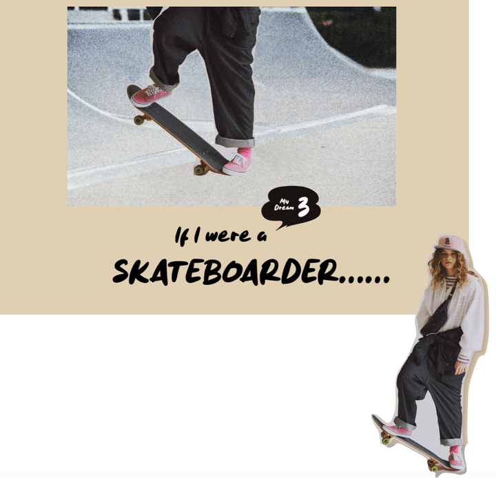 デニム×フリルブラウスの甘辛なミックス感が可愛いスケボースタイル【オリンピアンを夢見て。】