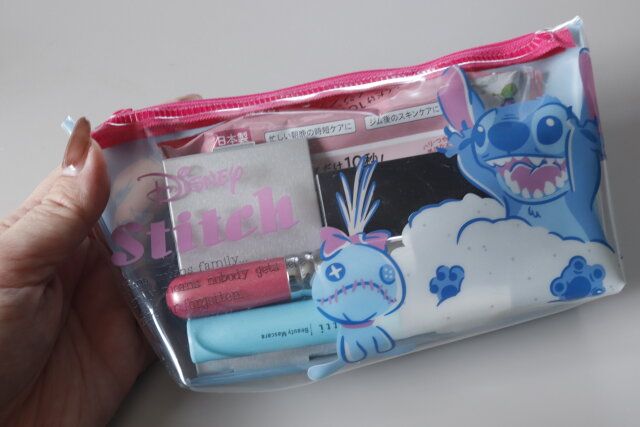 ダイソー 舟型ポーチ（スティッチ） 青 使用例